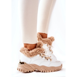 PM1 Isolierte Sportschuhe aus Leder Weiß und Beige Glanz 2