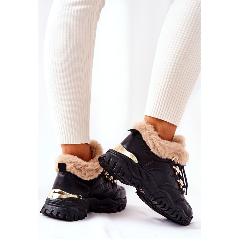 PM1 Schwarz glänzende schwarze warme Leder-Sportschuhe 1