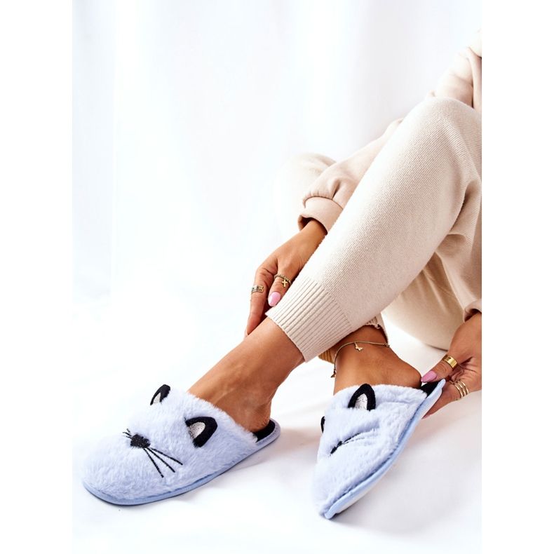 PE1 Kätzchen Weiche Hausschuhe Mit Blauen Distty Ears 2