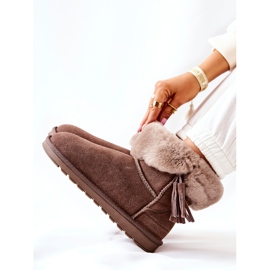 FS1 Mukluki Warme Schneestiefel Fransen Brown Sorella braun 2