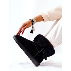 FS1 Mukluki Warme Schneestiefel Fringes Black Sorella schwarz 2