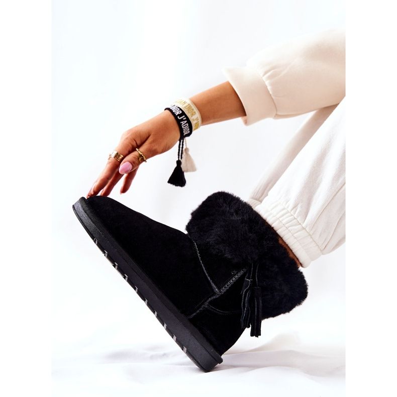 FS1 Mukluki Warme Schneestiefel Fringes Black Sorella schwarz 2