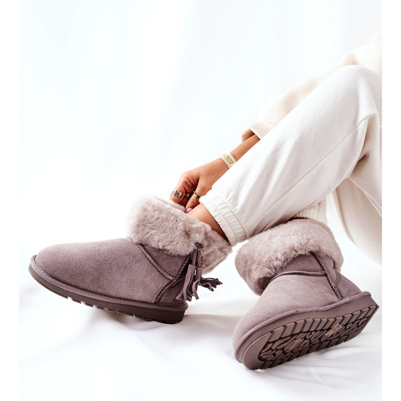 FS1 Mukluki Warme Schneestiefel Fringe Grey Sorella grau 1