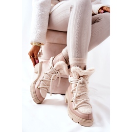 Lewski Shoes Lederstiefel Trappers Gebunden Lewski Beige 3116 2