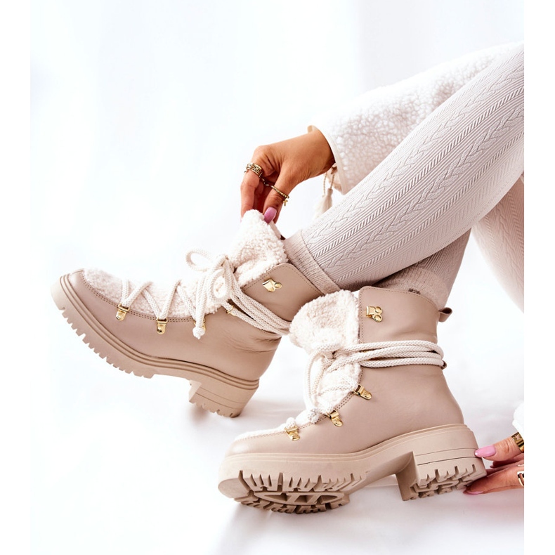 Lewski Shoes Lederstiefel Trappers Gebunden Lewski Hellbeige 3116 2