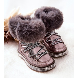 Kinder-Schneestiefel mit Fell Grau-Braun Grandis mehrfarbig golden 2