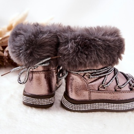 Kinder-Schneestiefel mit Fell Grau-Braun Grandis mehrfarbig golden 1