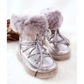 FR1 Kinder-Schneestiefel mit Fell Silver Grandis silber- 1