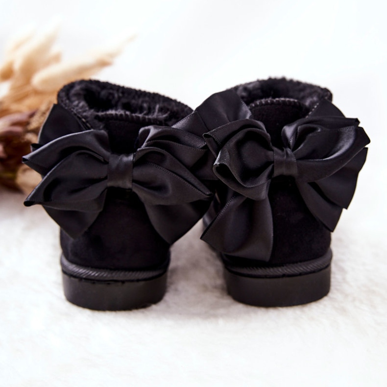 FR1 Warme Kinder-Schneestiefel mit Schleife Black Snowis schwarz 2