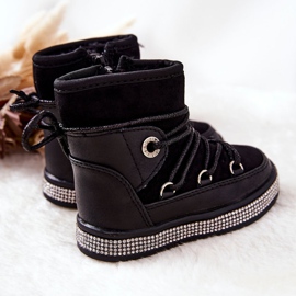 FR1 Schwarze Kinder-Schneestiefel mit Zirkonia Wellma 1