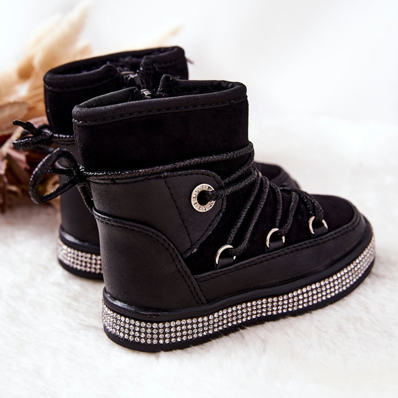 FR1 Schwarze Kinder-Schneestiefel mit Zirkonia Wellma 1
