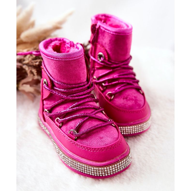 FR1 Kinder-Schneestiefel mit Zirkonia Wellma Fuchsia rosa 2