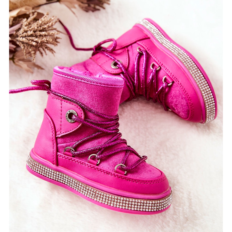 FR1 Kinder-Schneestiefel mit Zirkonia Wellma Fuchsia rosa 1
