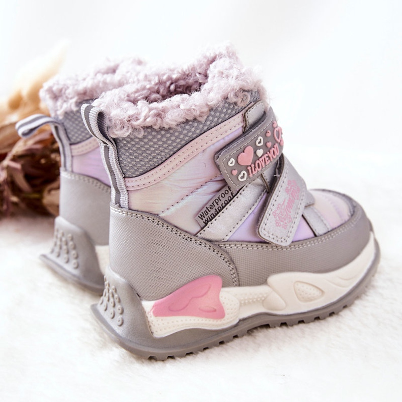 PJ2 Warme Kinder-Schneestiefel Silver-Pink Chilly lila rosa silber 1