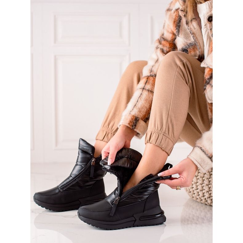 Weide Lässige schwarze Schneestiefel 2