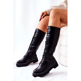 PE1 Hohe Schnürstiefel für Damen Schwarz Khloe 1