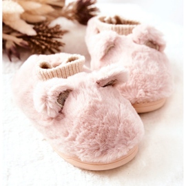 Warme Hausschuhe mit Rippmuster Hellrosa Dessi beige 2