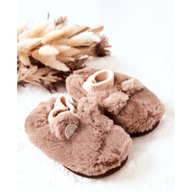 WJ1 Warme Hausschuhe mit geripptem braunem Dessi beige 1