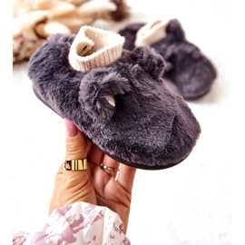 Warme Hausschuhe mit geripptem Dunkelgrau Dessi 1