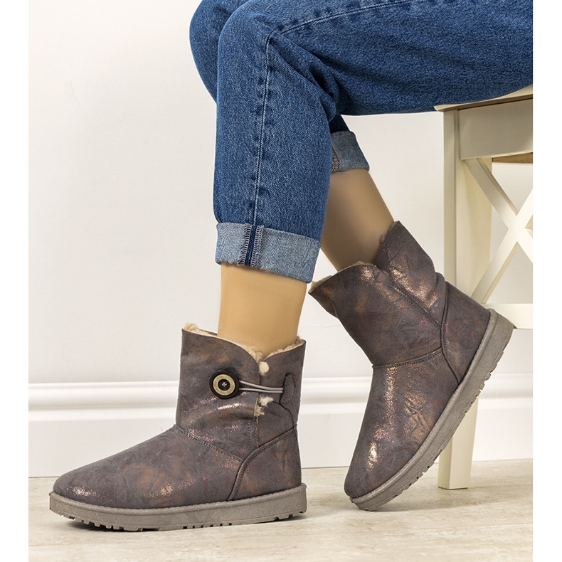 Grau-goldene Damen-Schneestiefel von Kanga 1