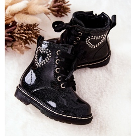 WT1 Lackierte, glänzend schwarze Stiefeletten für Kinder 1