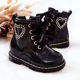 WT1 Lackierte, glänzend schwarze Stiefeletten für Kinder 2