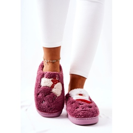 WJ1 Weihnachtspantoffeln Weihnachtsmann und violettes Rentier 2