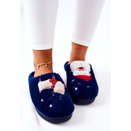 WJ1 Weihnachtspantoffeln Weihnachtsmann und marineblaues Rentier 1