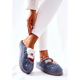 WJ1 Weihnachtspantoffeln Weihnachtsmann und graues Rentier 2