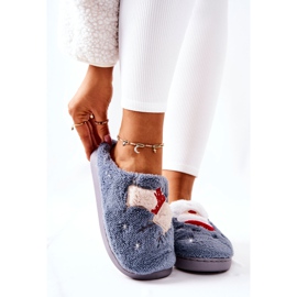 WJ1 Weihnachtspantoffeln Weihnachtsmann und graues Rentier 1