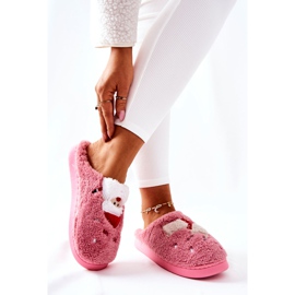 WJ1 Weihnachtspantoffeln Weihnachtsmann und rosa Rentier 2