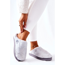 WJ1 Warme Pelzhausschuhe Hellgrau Mecy 2