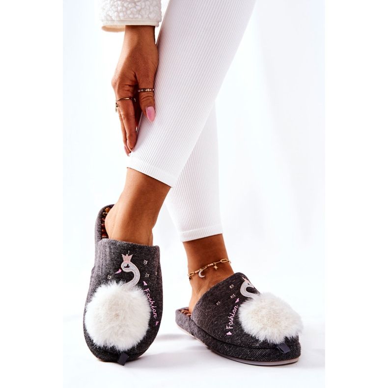 Warme Hausschuhe Grey Rey's Swan grau 2