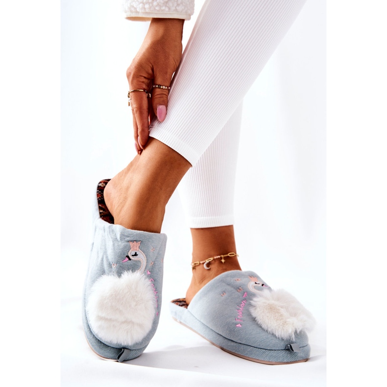 Warme Hausschuhe Blue Rey's Swan blau 1