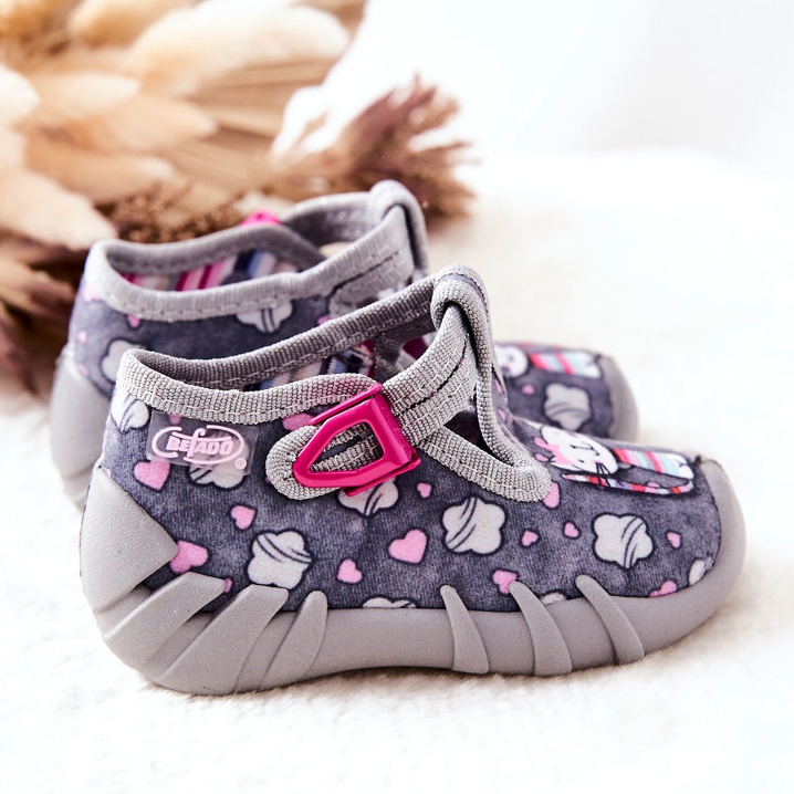 BEFADO S.A. Schuhe Hausschuhe Befado Kotki 110P326 Grau 2