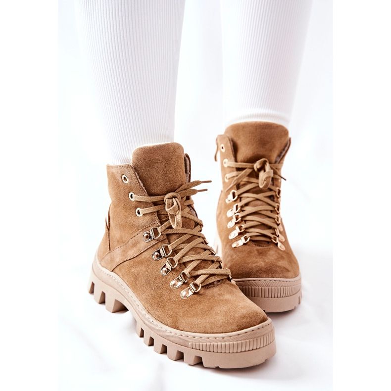 PF1 Warme Wildlederstiefel Beige Sandstorm braun 1