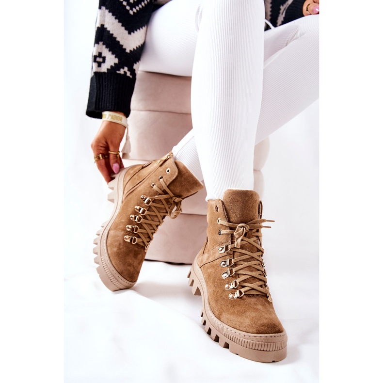 PF1 Warme Wildlederstiefel Beige Sandstorm braun 2