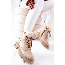 PF1 Warme Stiefel aus Leder Beige Molissa 2