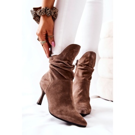 Lederstiefel mit hohem Absatz Laura Messi 2427 Dunkelbeige braun 2