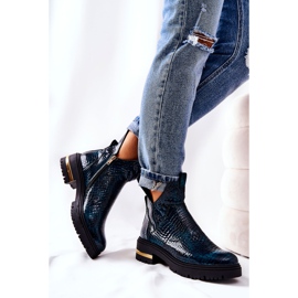 PA2 Grüne Tanya Crocodile Warm Lederstiefel 1