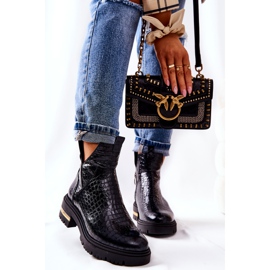 PA2 Lederstiefel Warm Crocodile Black Tanya schwarz 1