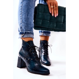 PA2 Damen Lederstiefel mit Absatz Grün Neliko 2