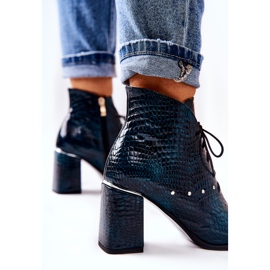 PA2 Damen Lederstiefel mit Absatz Grün Neliko 1