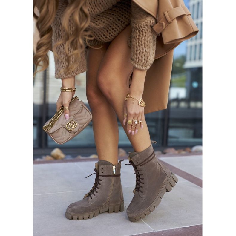 Damen Leder VeloR Stiefel DK. Bega Nicole beige 2