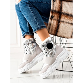 TRENDI Lässige Schneestiefel silber- grau 1