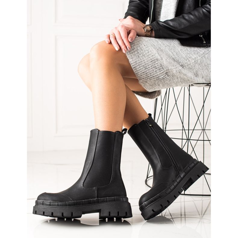 Seastar Hohe Stiefel mit Öko-Leder schwarz 1