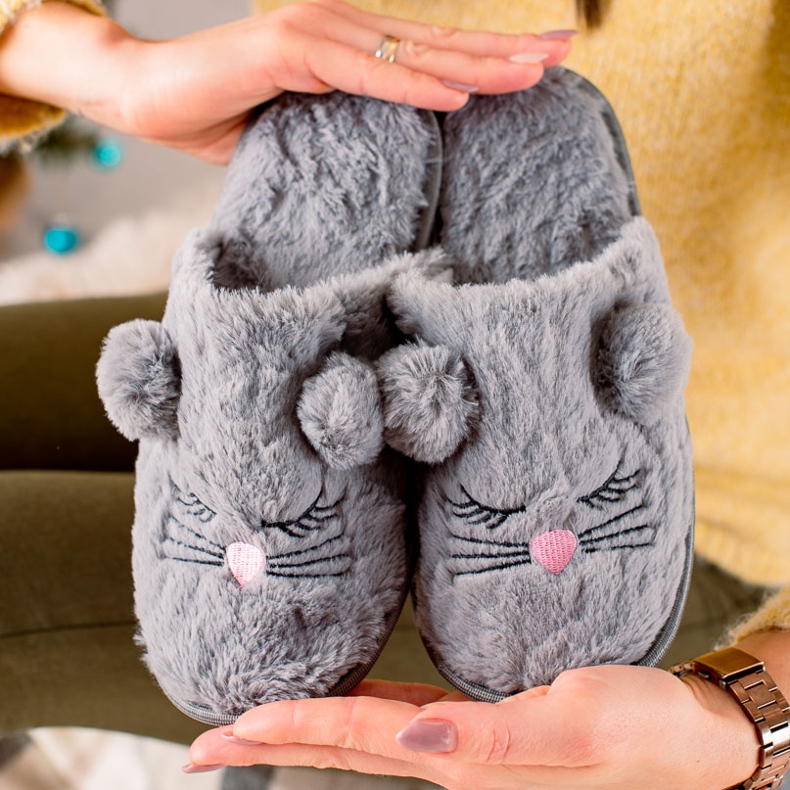 Evento Warme Hausschuhe grau 1