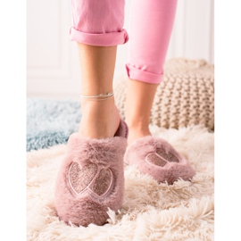 Evento Hausschuhe mit Herz rosa golden 1