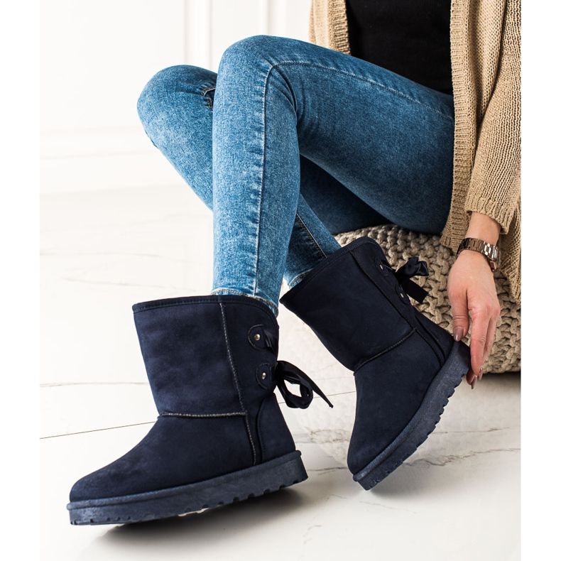 TRENDI Mukluki mit Schleife navy blau 1