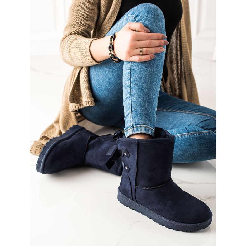 TRENDI Mukluki mit Schleife navy blau 2